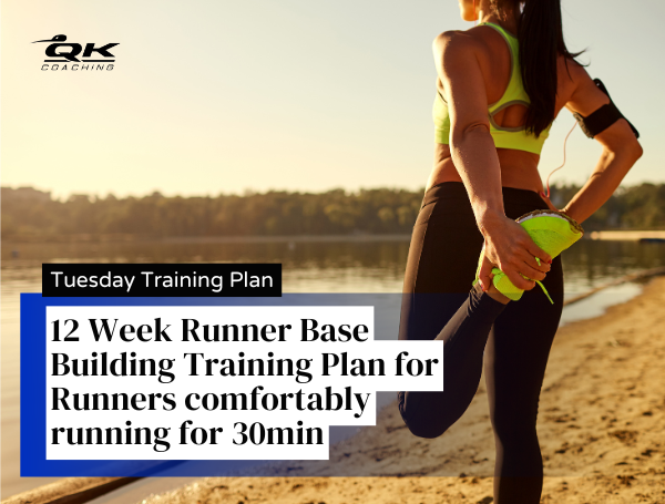 12 Week Runner Base Building Training Plan for Runners comfortably running for 30min