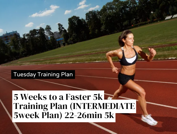 5 Weeks to a Faster 5k Training Plan (INTERMEDIATE 5week Plan) 22-26min 5k